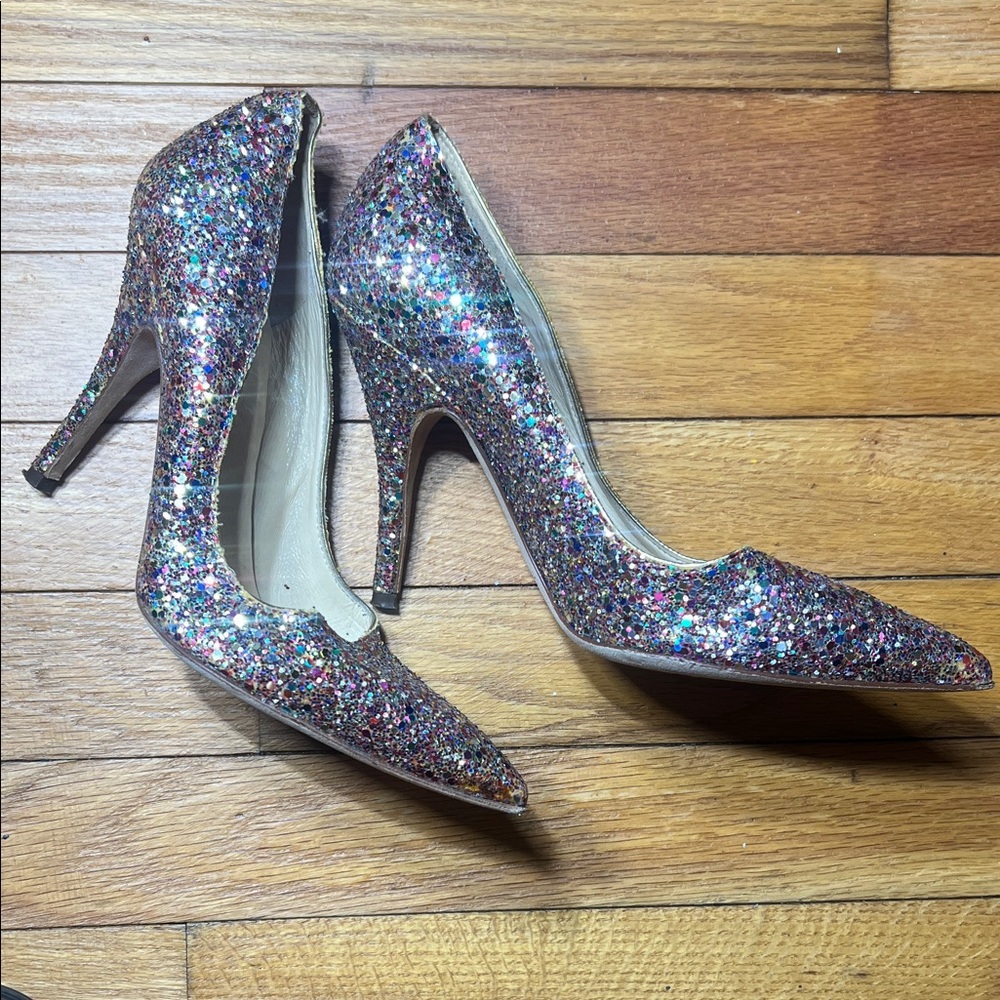 Kate Spade Licorice Glitter Heels in Multicolor Sparkle glitter point-toe pumps